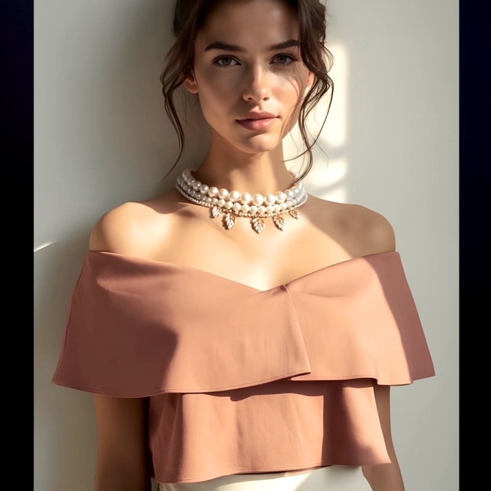 DESIGNER CROP PARTY SHIRT Rebecca Taylor Off Shoulder NWT $250 Bra Top Ruffle 12